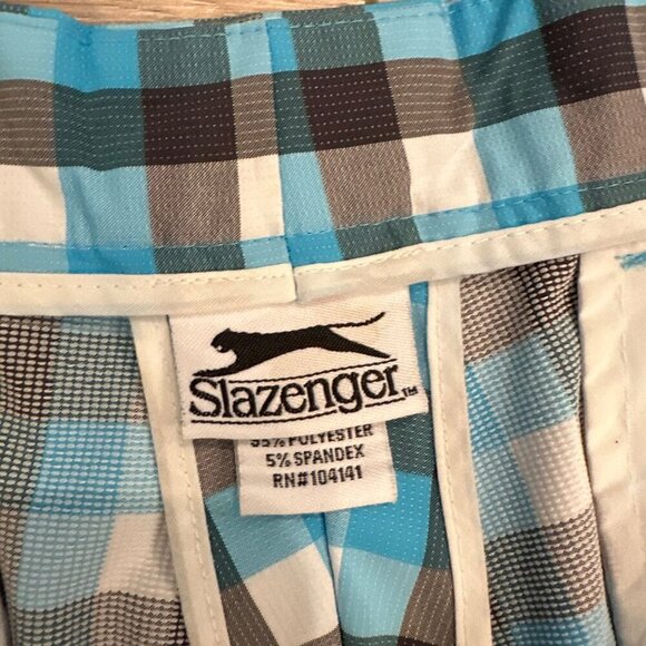 SLAZENGER MENS BLUE AND GRAY PLAID DRI FIT GOLF SHORTS SIZE 36 - Picture 5 of 8
